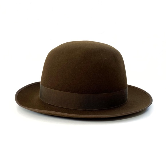 OPTIMO CHICAGO Dark Brown Bison brim hat fedora grosgrain ribbon detail - Picture 4 of 14